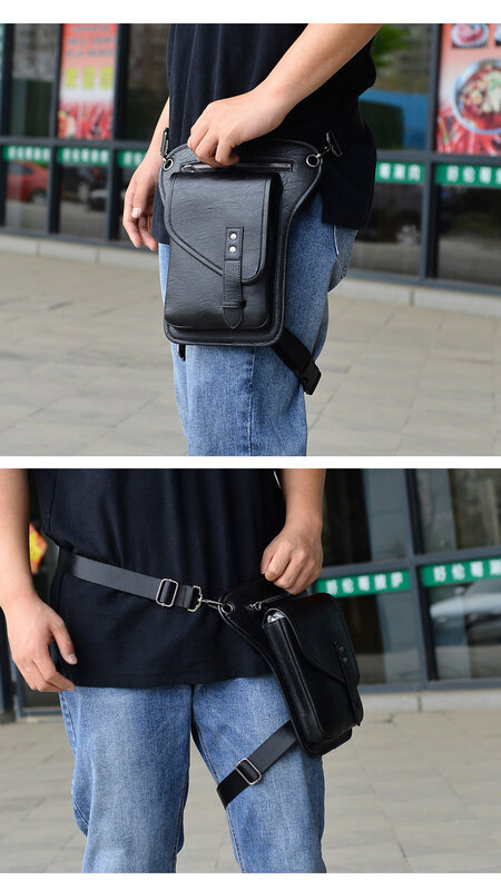 男性用のカスタマイズされたPUレザーバッグ,屋外での使用に最適なショルダーストラップ付き