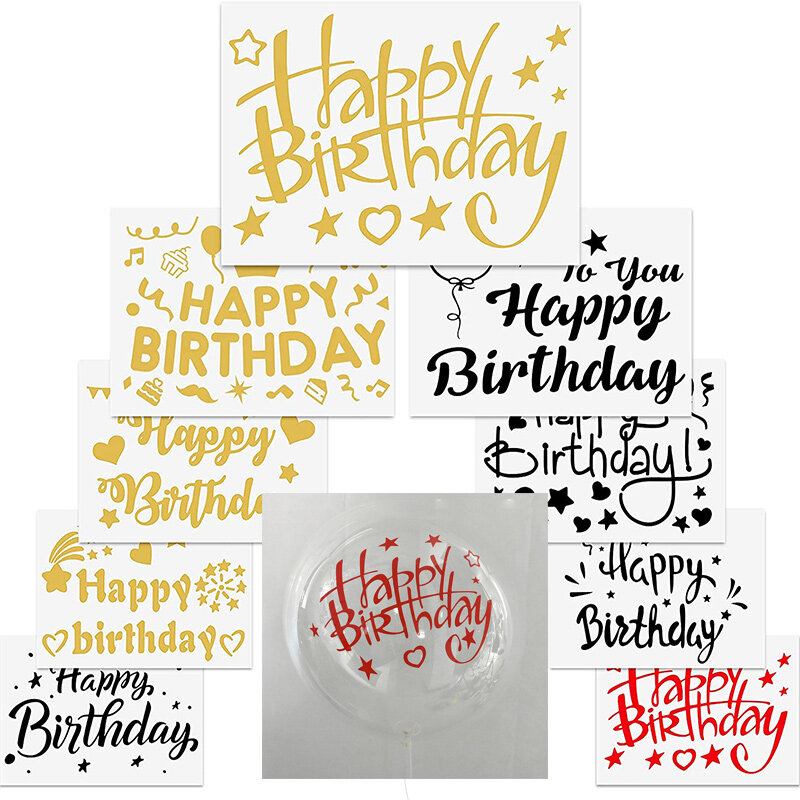 Balões transparentes adesivos para festa de feliz aniversário, Paster para Big Clear Bobo, letras decalques, suprimentos para festa de aniversário, 1Pc