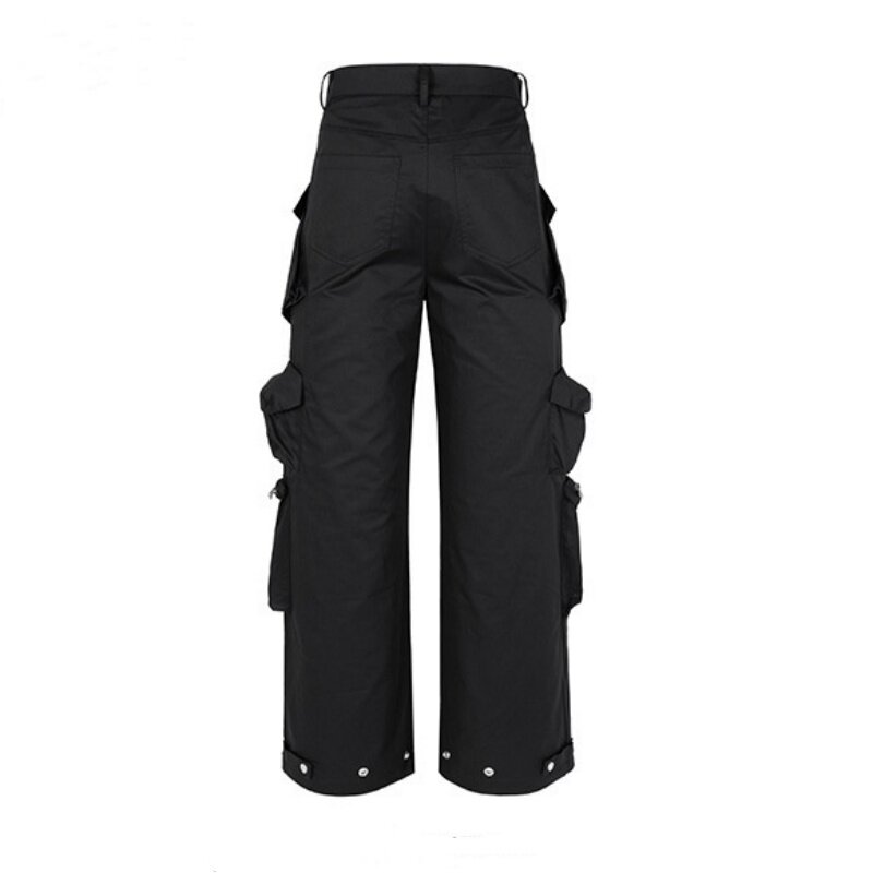 Pantalones Cargo con múltiples bolsillos para mujer, ropa de calle alta Y2K, pantalones de pierna ancha con decoración de cremallera, primavera y otoño, novedad de 2024