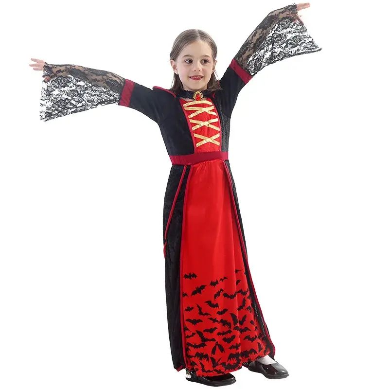 Vampier Kostuum Halloween Vermomming Feestuniformen Meisje Cosplay Jurk Kostuums Kinderen Duivel Ghost Kleding Carnaval Podium Jurk
