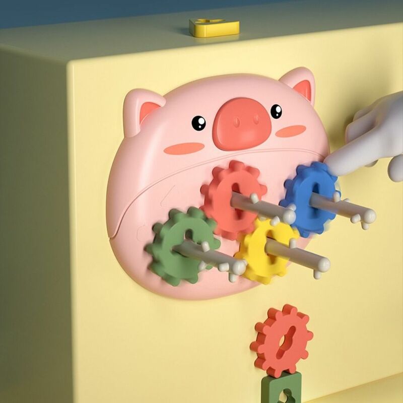 Mainan aktivitas gigi babi blok bangunan mainan pembelajaran dini bentuk geometris warna-warni mainan kognisi ABS bentuk tumpuk papan penyortiran