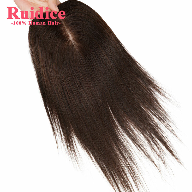 8*12 cm Hair Toppers Human Hair Skin Scalp Topper Brown Color Natural Base 100% Remy Human Hair Topper Clip In for Hair Loss