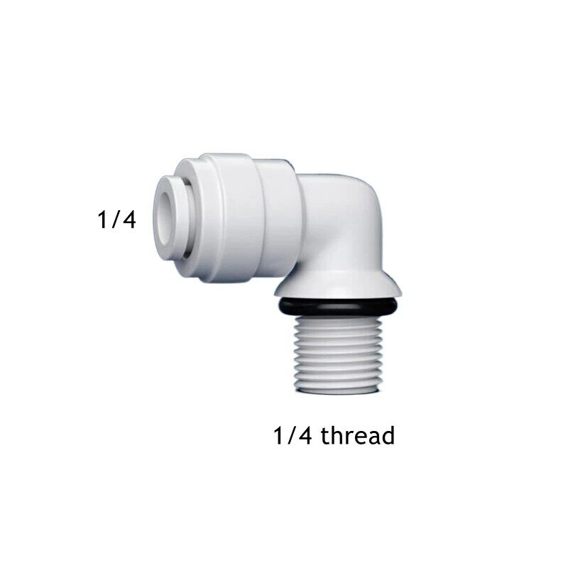 Joint d'étanchéité à coude droit, filetage mâle 1/4 "-1/4" RO, connecteur de tuyau POM, filtre à eau, pièces d'osmose inverse
