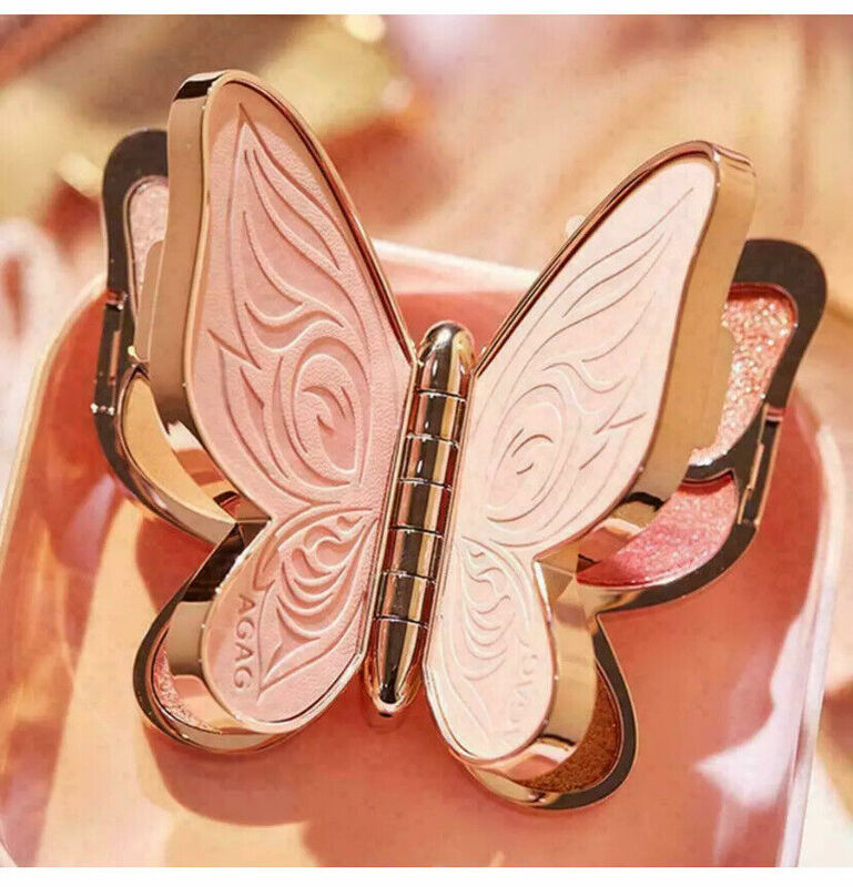 Paleta Butterfly Glitter Matte Eyeshadow, 6 cores, lantejoulas Pearl, placas de maquiagem, rosa, roxo