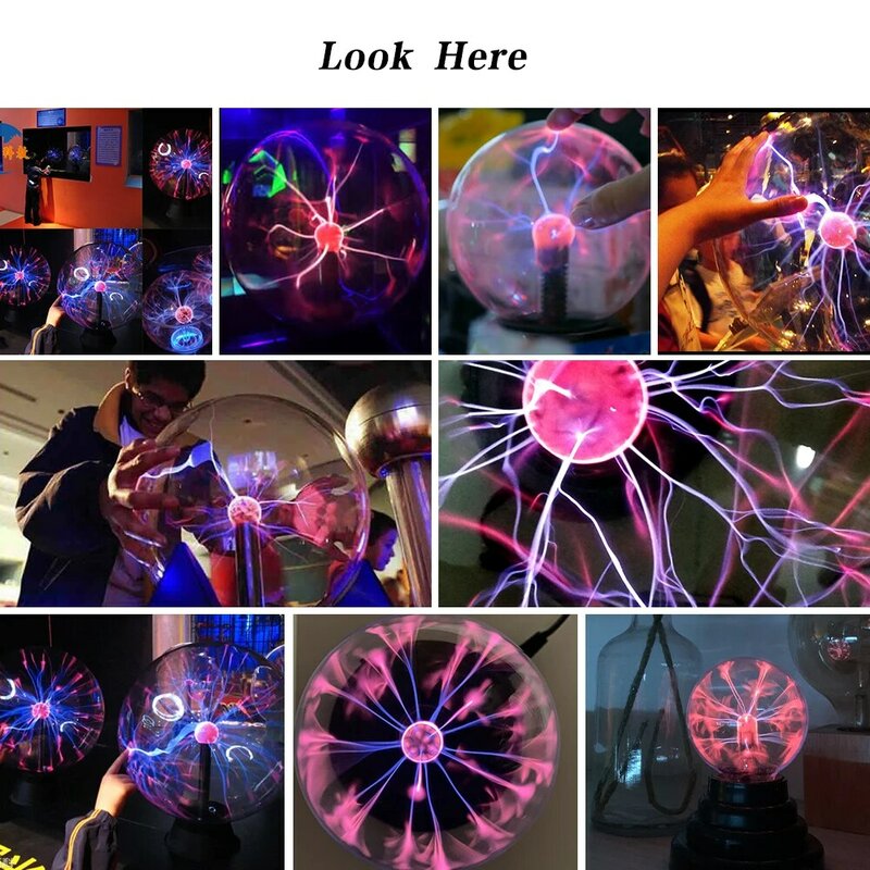 Magic Plasma Ball Night Light, Lâmpada Elétrica, Toque Atmosfera, Luzes De Mesa, Esfera, Presente De Natal, Criança, 3 ", 220V