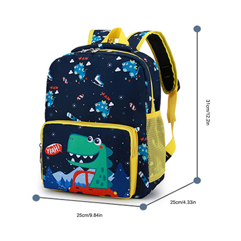 Mochila escolar con bolsillos para niños, bolso de hombro, compartimentos de dibujos animados
