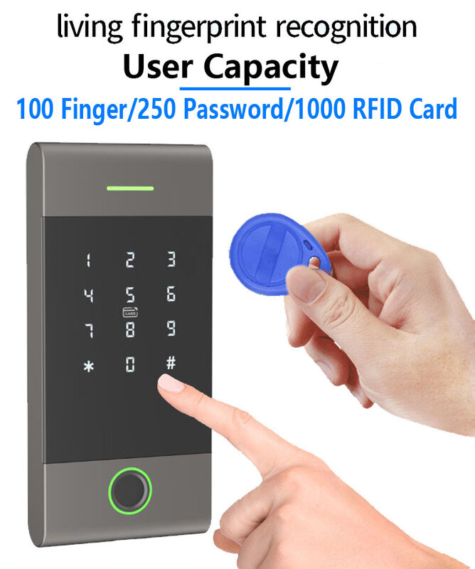 กลางแจ้ง NFC ปุ่มกดแอป ttlock ลายนิ้วมือประตูบลูทูธเกตเวย์13.56MHz RFID ควบคุมการเข้าถึงระบบอะลูมินัมอัลลอย MJ01