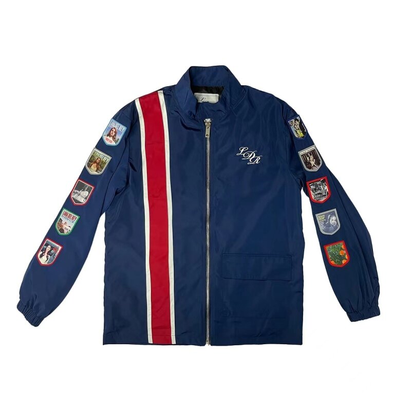 2024 New Commemorative Lana Del Rey Racing Jacket Navy Blue giacca da donna da uomo ricamo Patch Lana Del Rey t-shirt abbigliamento