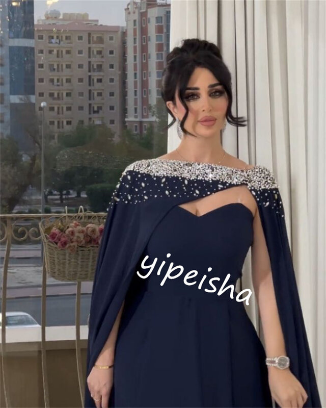 Sukienka balowa wieczorowa Arabia Saudyjska Jersey frezowanie świąteczna linia A O-Neck suknia na specjalne okazje sukienki midi