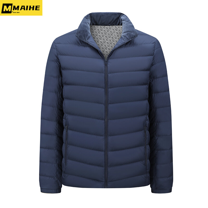 High quality down jacket men's winter parka ultra light windproof warm coat Large size men's and women's white duck down jacket