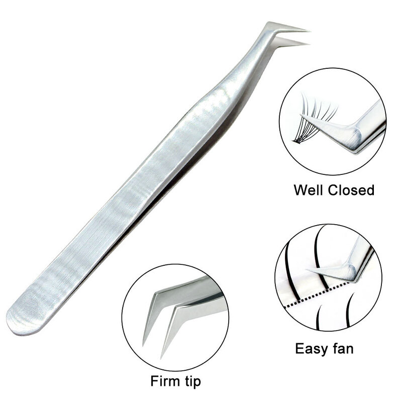 MUYD High Quality Tweezers For Eyelash Extension Polished Stainless Steel Non-magnetic Antistatic  Tweezers Lashes Makeup Tools