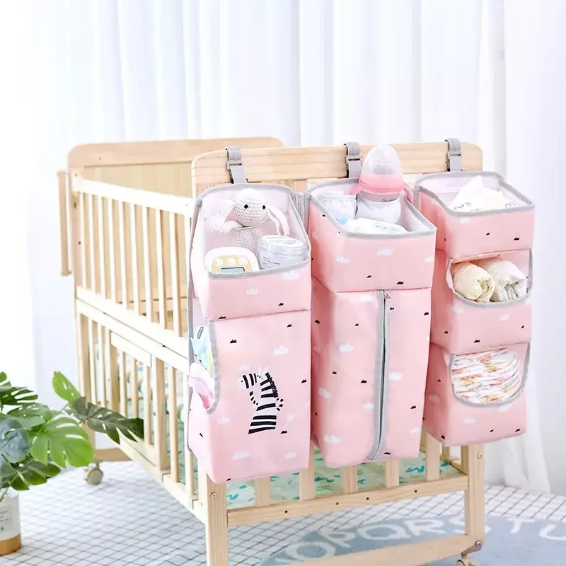 Tas penyimpanan popok tas gantung multifungsi, tas penyimpanan gantung tempat tidur dapat dilepas untuk pakaian bayi