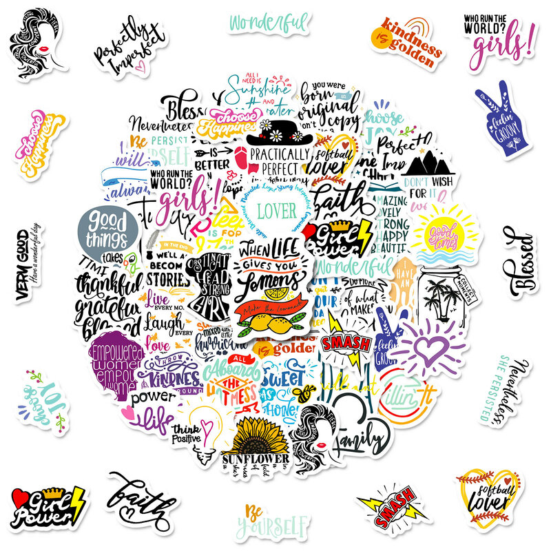 50Pcs English Letters Inspirational Text Series Graffiti Stickers Suitable for Laptop Helmets Desktop Decoration DIY Sticker Toy