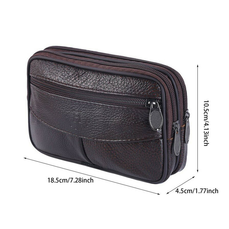 Vintage Cowhide Men's Waist Bag Retro Genuine Leather Fanny Pack Belt Bag For Male Outdoor Travel Phone Pouch Waist Bags Purse