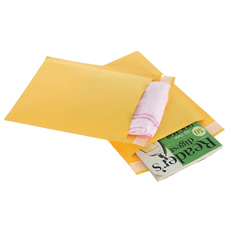 50Pcs Yellow Kraft Paper Bubble Mailers Packaging Bags Self Seal Padded Envelopes Poly Lined Shipping Bags for Bussiness