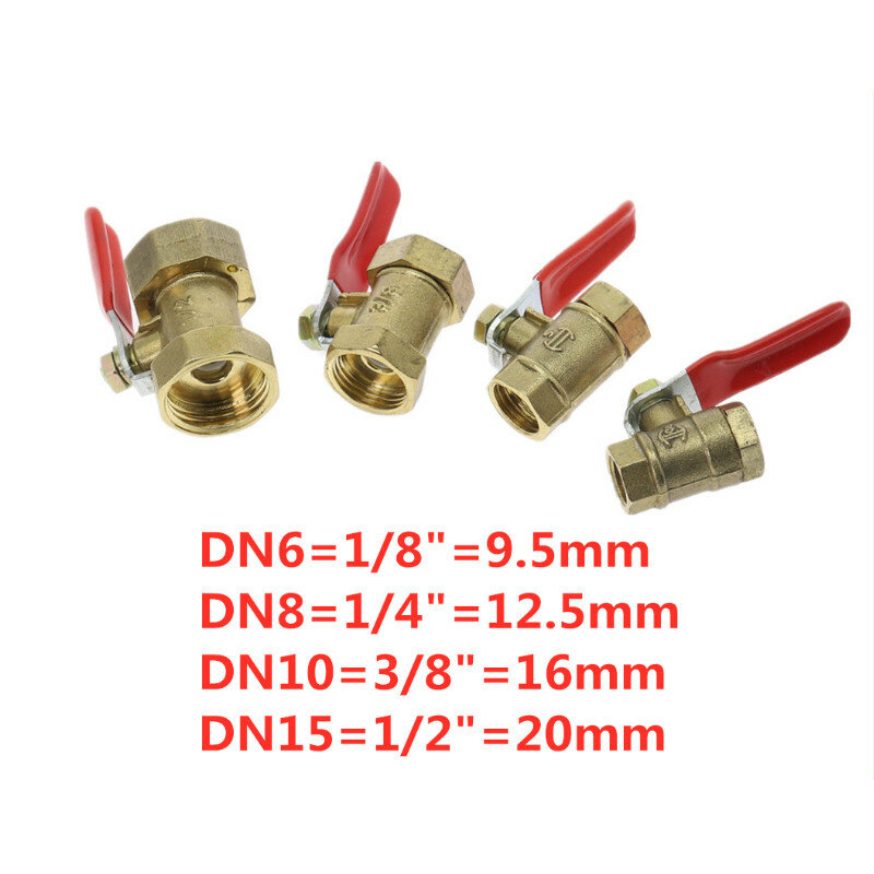 Brass Mini Shut Off Ball Valve 1/8" 1/4'' 3/8'' 1/2'' Female to Male BSP Threaded Air Water Oil Flow Control Plumbing Fitting