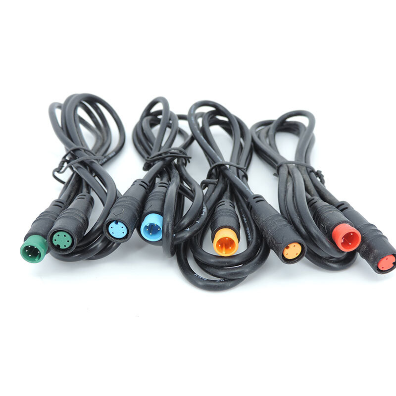 Удлинительный кабель M8 2 3 4 5 6 Pin для электрического велосипеда, водонепроницаемый медный провод, датчик скорости, штекер-гнездо, 1 м, J17