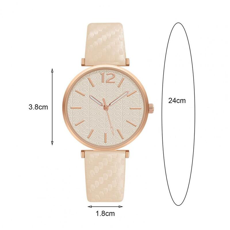 Quartz Watch Faux Leather Strap Pointer Display Round Dial Adjustable Quartz Movement Decoration Precise Time Women Wrist Watch