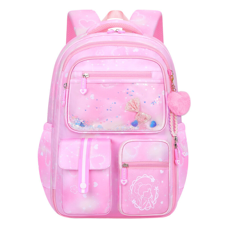 활 매듭 학교 가방 백팩, 십대 구슬 책가방, 초등학교 귀여운 방수 그라데이션 색상, 어린이 배낭