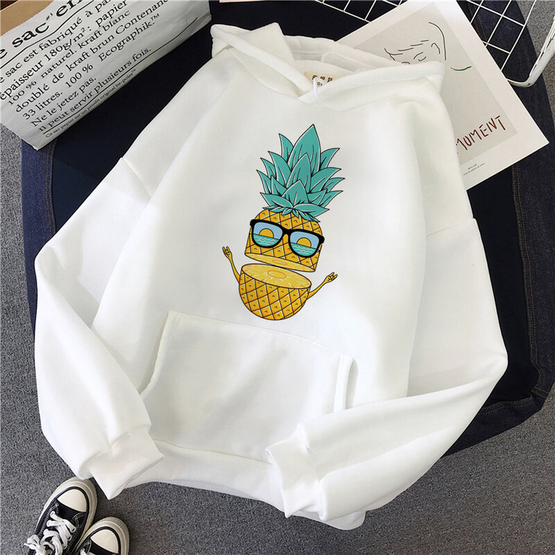 Bluzy z kapturem z ananasem damskie śmieszne 2023 ściągają damski estetyczny pulower