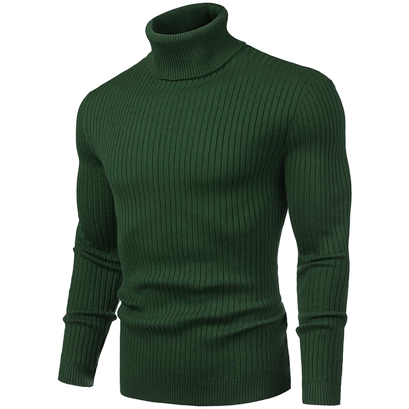 Suéter de cuello alto para hombre, suéter de Color sólido, patrón retorcido, ajustado, sudaderas casuales, Navidad, Otoño e Invierno