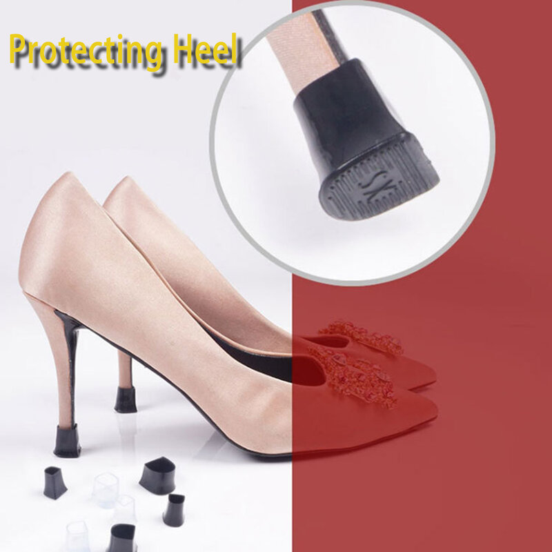 4Pcs/2Pair Silicone Heel Protectors Stoppers Latin Stiletto Dancing Covers Antislip High Heeler Bridal Wedding Shoes Accessories
