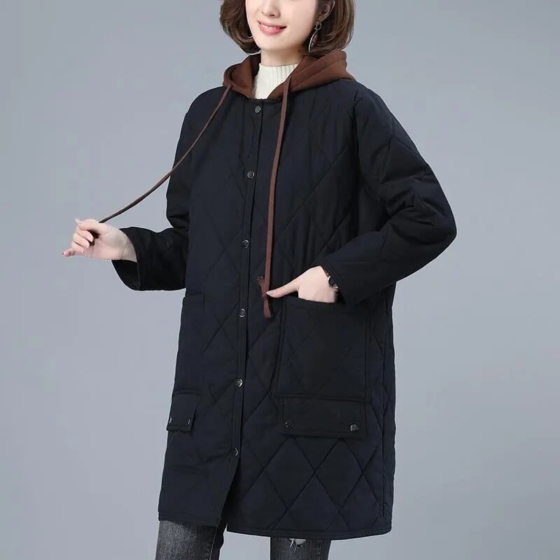 2023 New Cotton-Padded Jacket Women's Winter Hooded Coat Loose Casual Long Warm Parkas Overcoat Female Snow Wear Padded Clothes