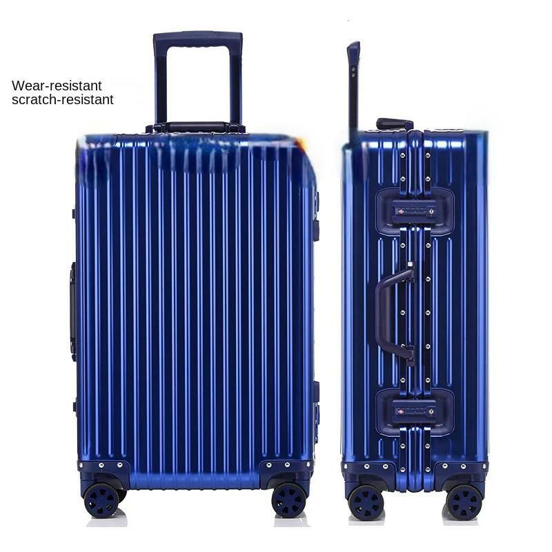 Классический высококачественный чемодан из алюминиево-магниевого сплава, УНИВЕРСАЛЬНАЯ ТЕЛЕЖКА на колесах, модный жесткий чемодан с паролем для мужчин и женщин