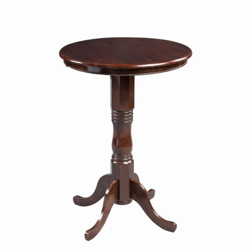 Table de pub ronde en bois finition cappuccino antique, table de bar pour bistrot, cuisine