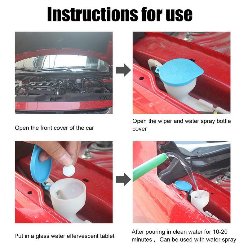 Windshield Wiper Fluid 6pcs Washer Fluid Car Windshield Concentrated Effervescent Wiper Tablet Removes Glass Stains For Glass