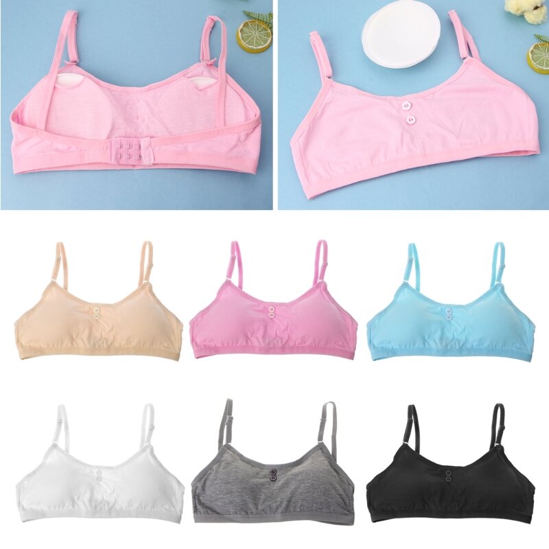 F62D Young Girl's Breast Care Girl Bra Hipster Teenage Underwear Summer Kids Vest Young Underwear Top for Daily Wear