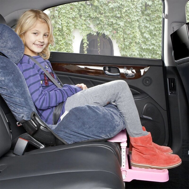 조정 가능한 접이식 자동차 범용 어린이 안전 시트 발받침, 긴 여행, 더 즐거운 핑크