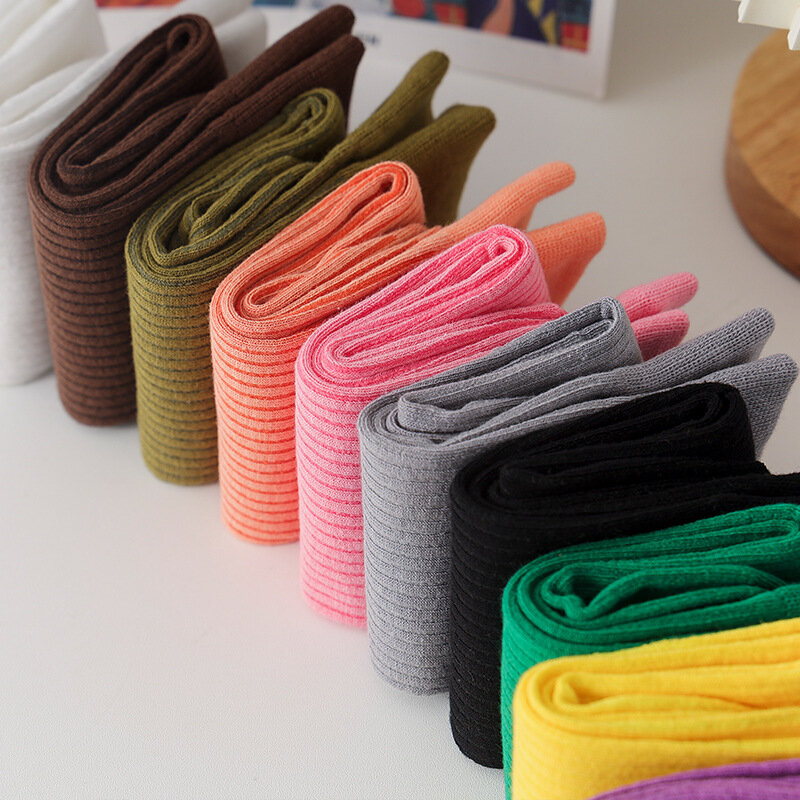 Calcetines largos y bonitos de algodón para mujer, medias de punto con letras R, Kawaii, de diseñador, de alta calidad
