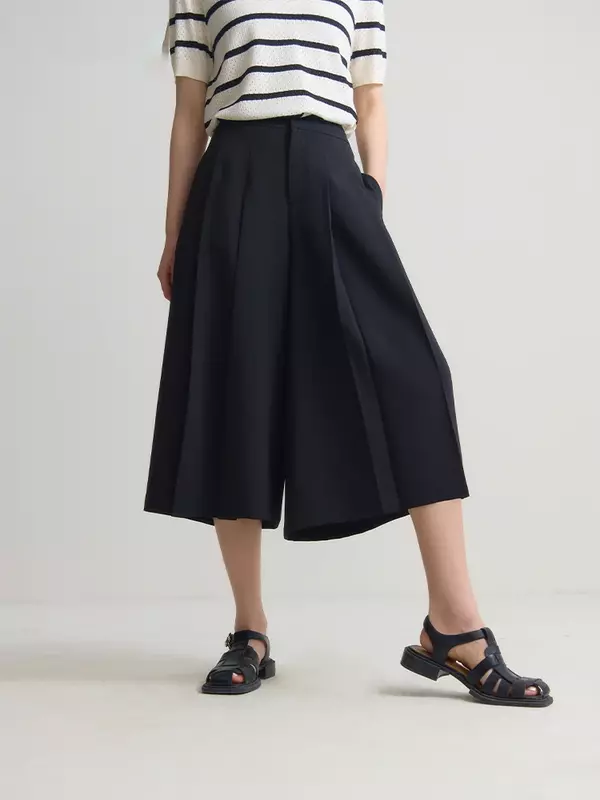 Oversize Hepburn Style High Waisted Fashionable Cropped Skirt Pants 2024 Summer New Commuting Versatile Loose Fit