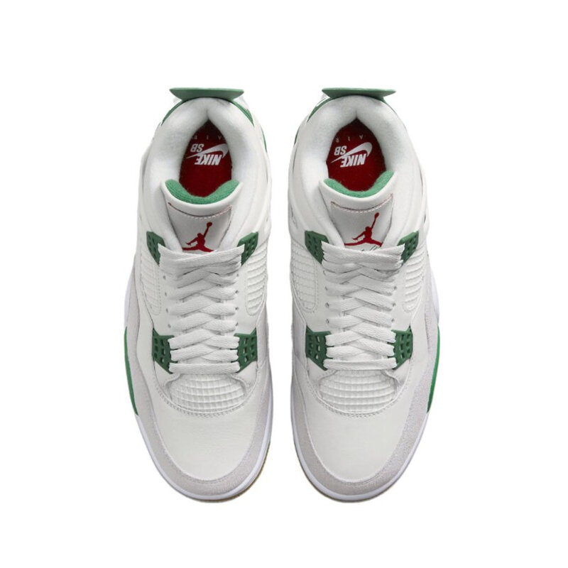 Nike x Air Jordan 4 Retro SB รองเท้าบาสเก็ตบอลสีเขียวสนสำหรับผู้ชายผู้หญิงคลาสสิกรองเท้าผ้าใบกีฬากลางแจ้ง