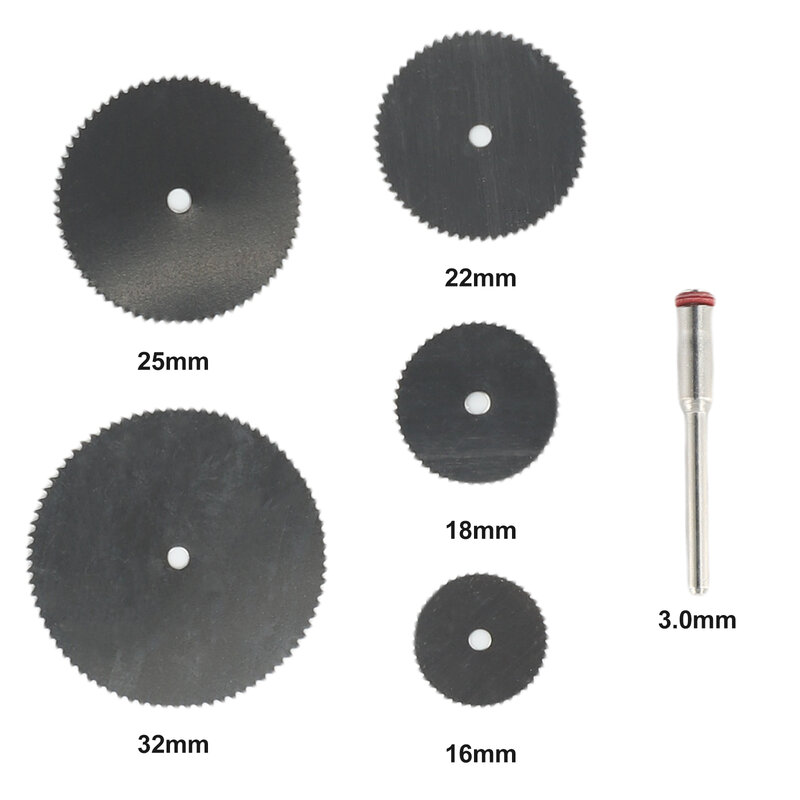 Lama per sega circolare da 5 pezzi con Set di mandrini da 3MM disco da taglio in acciaio inossidabile per utensili rotanti Dremel 16/18/22/25/32mm