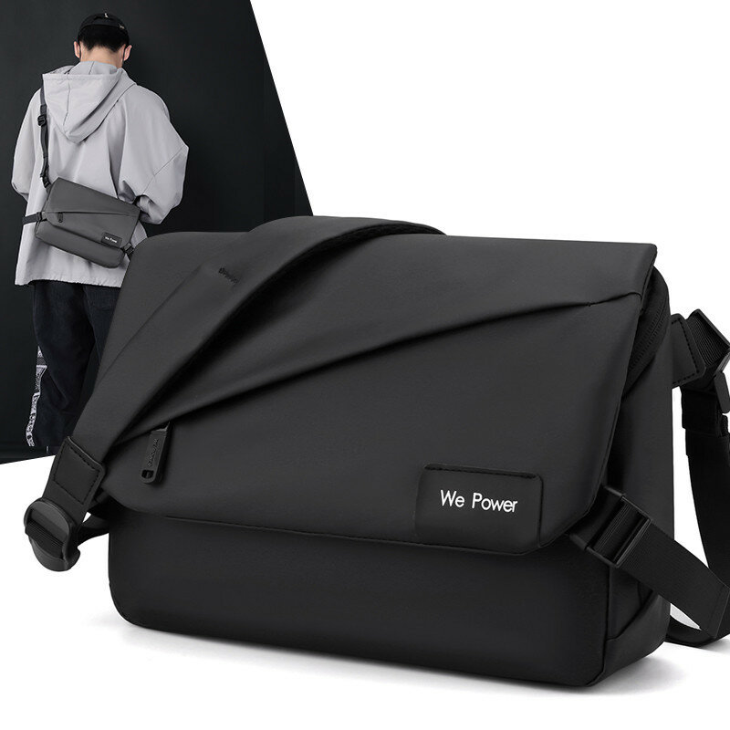 Мужская простая сумка-мессенджер, модная вместительная водонепроницаемая сумка через плечо из искусственной кожи, деловой портфель-слинг