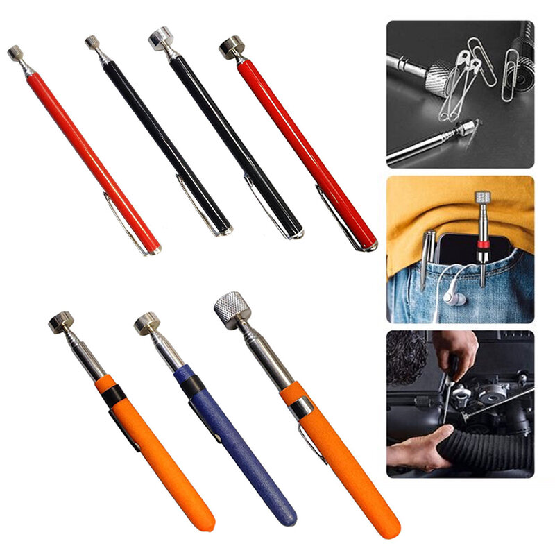 1pc Telescopic Magnetic Pickup Tools Stainless Steel Magnet Stick Metal Suction Rods For Picking Up Paper Clips Staples Tools