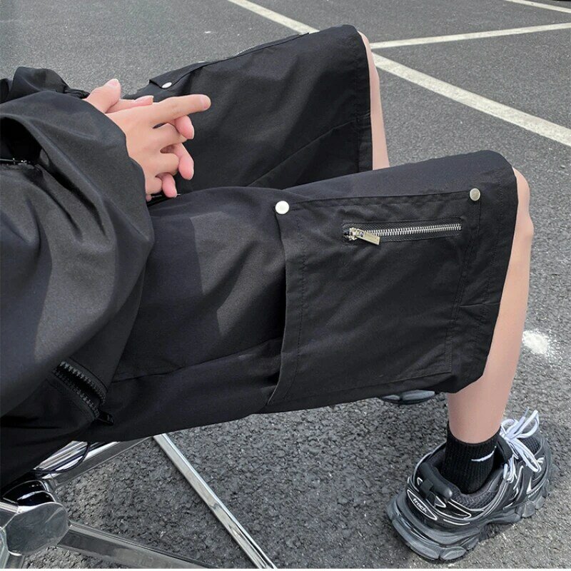 Pantaloni Cargo tasche da uomo elastico in vita sciolto stile americano High Street adolescenti Fitness tempo libero Moto Biker avanzato bello