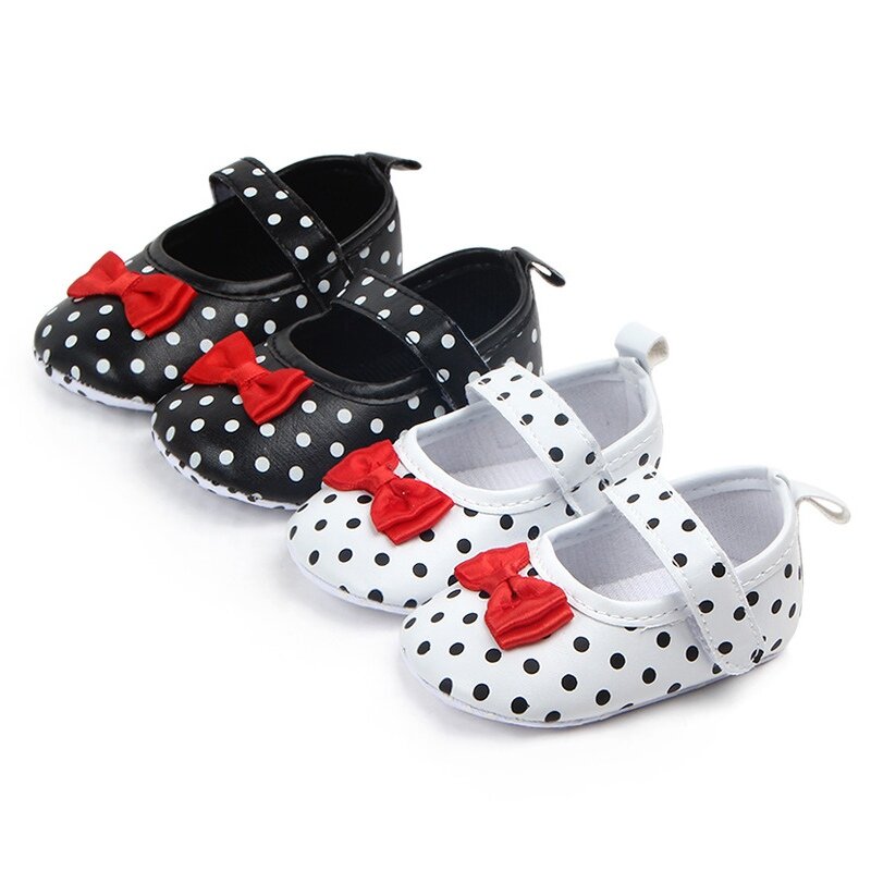 0-12M Baby Anti-slip Polka Dot Shoes Autumn Spring Baby Girl Bow Knot Walking Shoes Kids Soft Sole First Walkers Walking Shoes