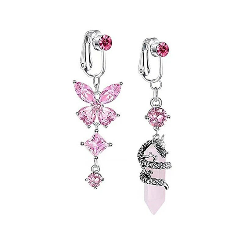 New Faux Belly Butterfly Fake Belly Piercing Heart Zircon Clip On Umbilical Navel Fake Piercing Cartilage Earring Fake Clip