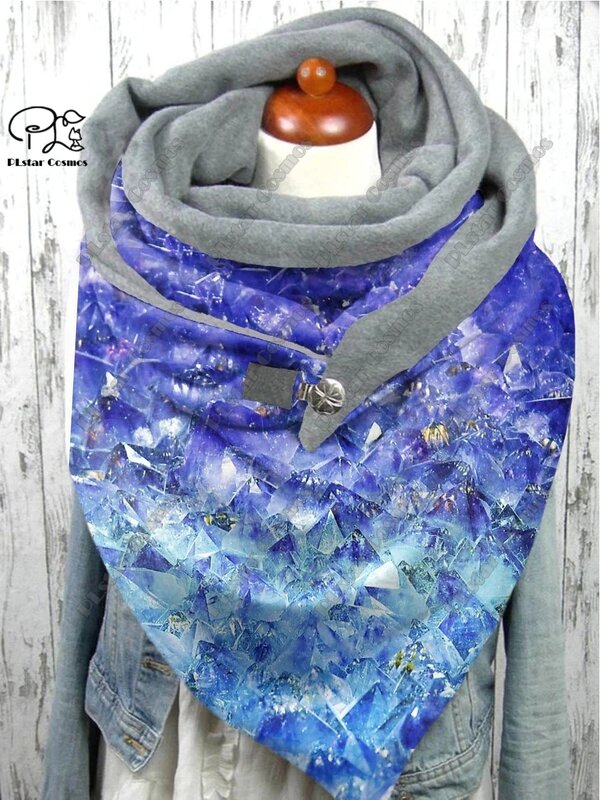 Теплый шарф-шаль с 3D-принтом в стиле ретро, весенний и зимний большой треугольный шарф, повседневный подарок