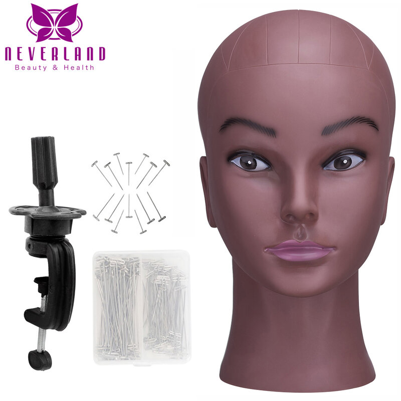 African Mannequin Head Without Hair For Making Wig Hat Display Cosmetology Manikin Head Female Dolls Bald Training Head