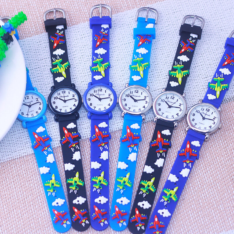 New Brand Children Lovely Cool Cartoon Combat Aircraft Plane Wristwatch Boys Girls Students Kid Fashion Sport Waterproof Watches