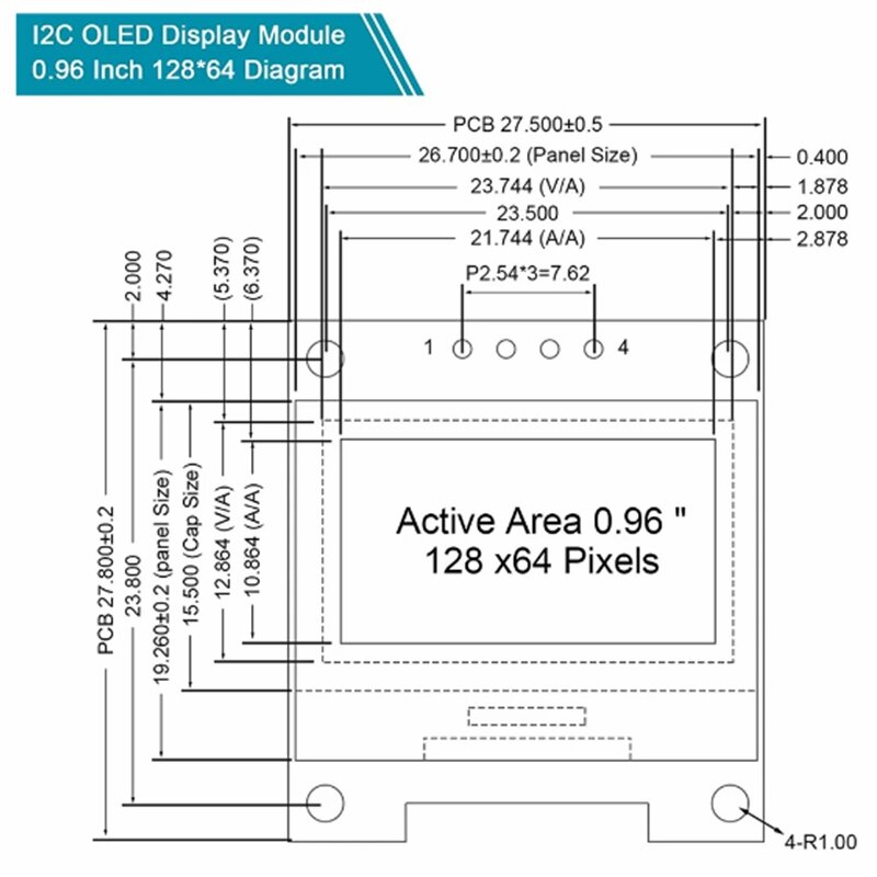 Originele 0.96 Inch Oled Iic Seriële Witte Oled Display Module 128X64 I2c Ssd1306 12864 Lcd-Scherm Bord Voor Arduino