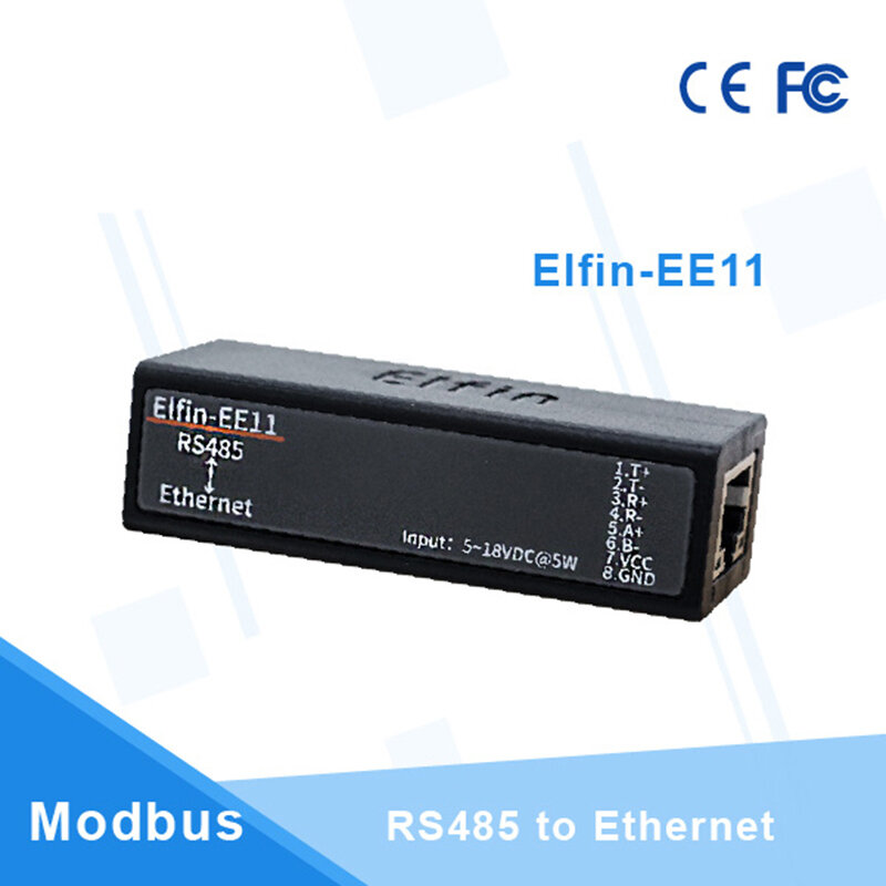 Port série RS485 au convertisseur de données d'IOT de serveur de périphérique Ethernet, prise en charge Elfin-EE11 protocole EE11A TCP/IP Telnet Modbus TCP