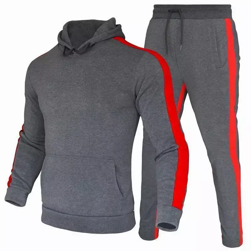 Autumn and Winter Jogging Suits for Men Striped Hoodie+Pants Casual Tracksuit Male Sportswear Gym Casual Clothing Sweat Suit New