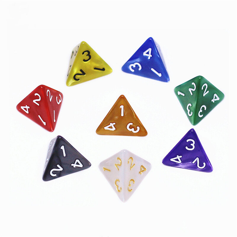 10 Pieces D4 4-sided Pearl Digital Dice For Tabletop Role Playing Games Math Teaching Accessory