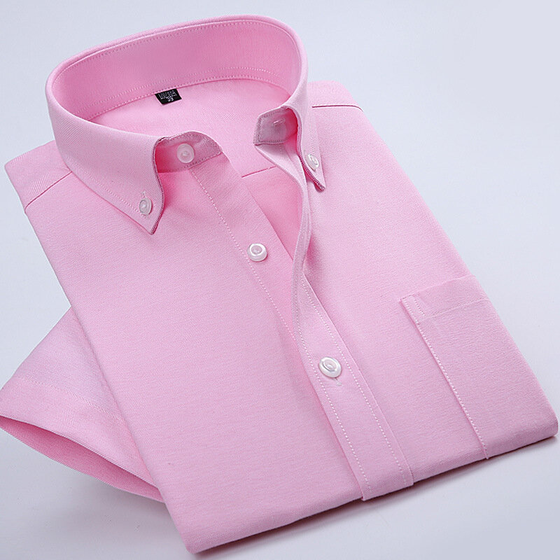 Camisa Oxford de manga corta para hombre, Camisa de vestir con botones, ajustada, Formal, de negocios, de algodón, novedad de verano, 2024