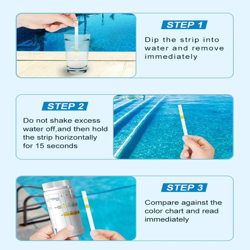 Tiras reactivas 3 en 1 para Spa, Kit de prueba para bañera de hidromasaje 3 en 1, 100 uds, para piscina de bañera caliente